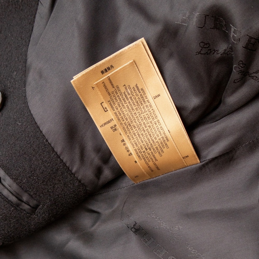 Burberry London Black Wool Cashmere Overcoat Mens Size 52 / L Long Coat - Picture 12 of 12